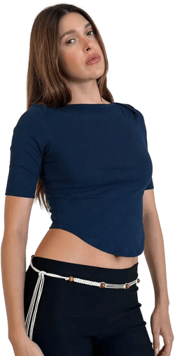 Ralda Curved Jersey Tee in Navy