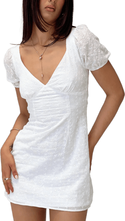 Viella Broiderie Mini Dress White