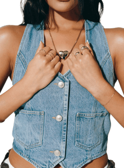 Thayer Denim Vest Top Mid Blue