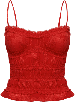 Angelie Jacquard Ruched Top Red