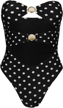 Bezique Strapless Cut Out One Piece Black / Polka Dot