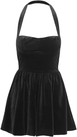 Araminta Velour Mini Dress Black