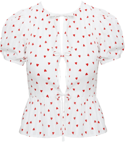 Lucky In Love Bow Tie Top White / Red