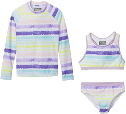 Eddie Bauer Girls' Rash Guard Set - 3 Piece Swimsuit Set - UPF 50+ Quick Dry Rash Guard, Tankini Top, and Bottom (S-XL)