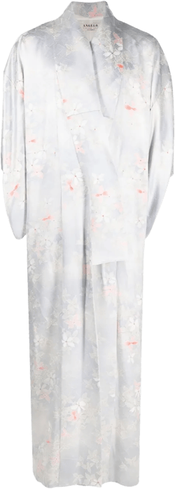 1980s floral-jacquard kimono