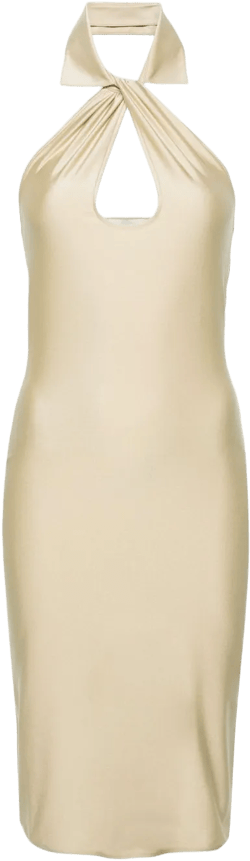 halterneck satin midi dress