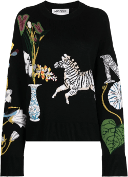 motif-embroidered wool jumper
