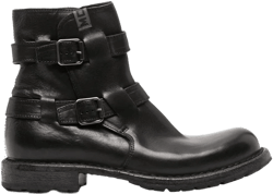 buckle-fastening calf leather boots