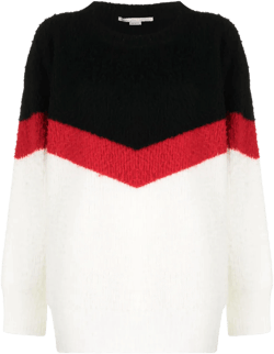 chevron-striped chunky-knit jumper