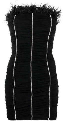 crystal-embellished feather-detail dress