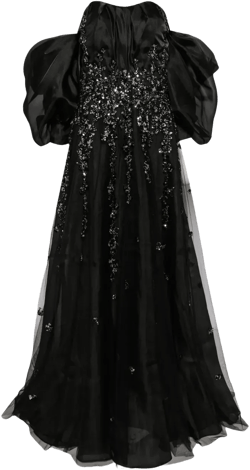 bead-embellished organza gown