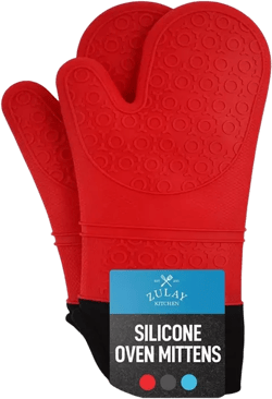 Non Slip Grip Oven Mitts Heat Resistant - Long Protective Oven Gloves