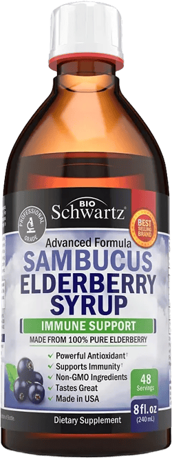 Elderberry Syrup for Kids & Adults, Natural Immune Support with Zinc and Vitamin C, Bioschwartz, Blueberry Pancake Flavor, 8 fl oz