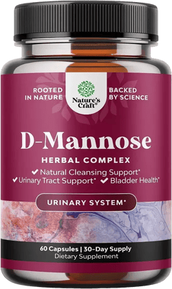 D Mannose 1000mg with Cranberry Extract Capsules, Kidney Cleanse & Urinary Tract Health for Women, Nature's Craft, 60ct