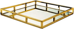 Gold-Tone Square Mirror Tray