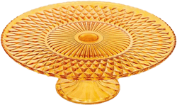 Rochester Footed Glass Cake Stand - Amber