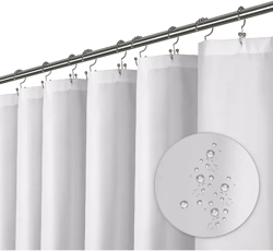 Cloth Fabric Shower Curtain, Heavy Duty Waterproof - 72" W x 84" H White