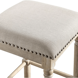 Wood Upholstered Swivel Counter Height Stool, Set of 2, Tan