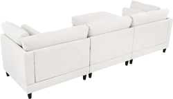 Modern Sectional Sofa with Ottoman, 4-Seat Set, 110" L-Shaped Sofa with Pillows