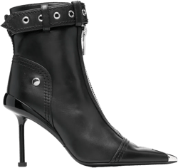 buckle-fastening leather ankle boots