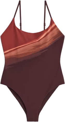 PRINTED SCOOP-NECK SWIMSUIT