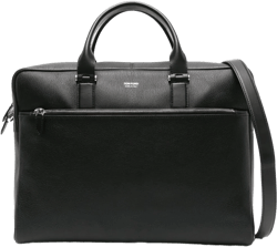 logo-stamp leather briefcase