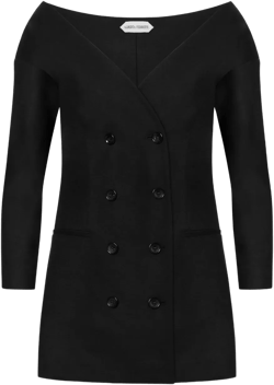 Shoulder Exposed Tailored Double-breasted Jacket In Blue