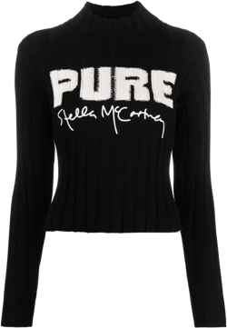 logo-embroidered knitted cotton jumper