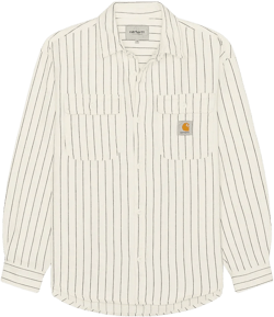 Hendry Striped Shirt Jacket Wax/dark Navy In White