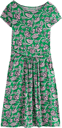 Amelie Jersey Dress-Green Tambourine, Rose Blush
