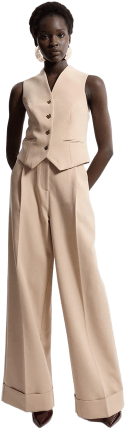 Petite Essential Tailored Wide Leg Pants | Karen Millen