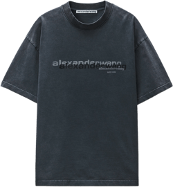 Black Cotton Oversized Logo Tee