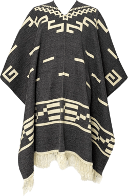 Handmade Alpaca Wool Poncho for Men, Western Andean Design, Thick, Soft and Warm, Artisan Made in Ecuador One Size Grey
