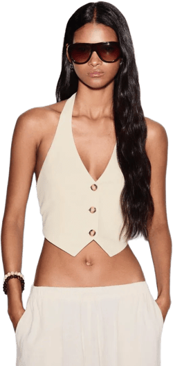 Linen blend halter vest