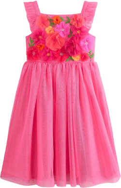 Appliqué Tulle Dress-Rose Petal Pink