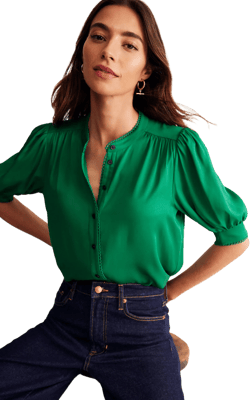 Ara Short Sleeve Top-Rich Emerald