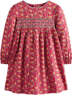 Bess Cosy Smocked Dress-Conker Brown Bunnies