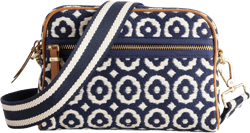Canvas Cross-Body Bag-Navy, Geo
