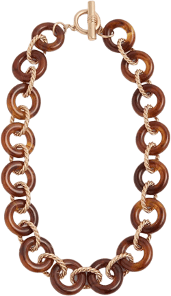 Chunky Resin Chain Necklace-Brown
