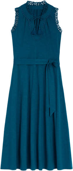 Aria Broderie Trim Midi Dress-Harbour Blue