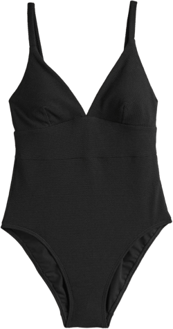 Arezzo V-neck Panel Swimsuit-Black Texture