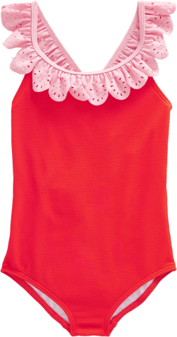 Broderie Frill Swimsuit-Fire