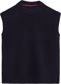 Chunky Cashmere Crew Neck Tank-Navy