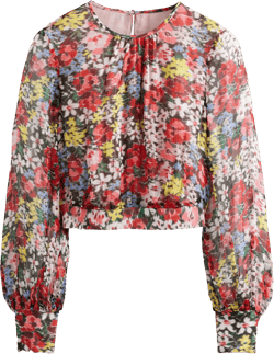 Blouson Sleeve Occasion Top-Multi, Moire Bloom