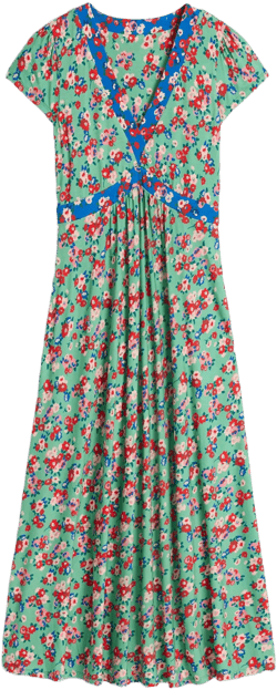 Bias Cut Jersey Midi Dress-Jade, Painterly Posy
