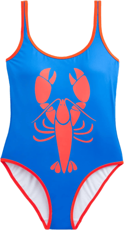 Binding Scoop Swimsuit-Indigo Bunting, Lobster