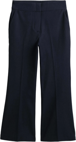 Bi-Stretch Crop Flare Trousers-Navy