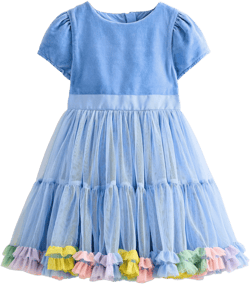 Beth Velvet Bodice Tulle Dress-Forget Me Not