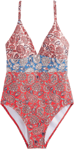 Arezzo V-neck Panel Swimsuit-High Risk Red, Paisley Terrace