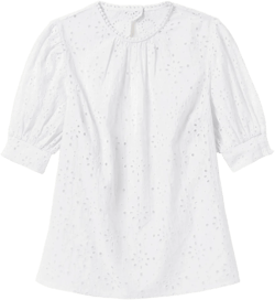 Broderie Cut-Out Detail Top-White